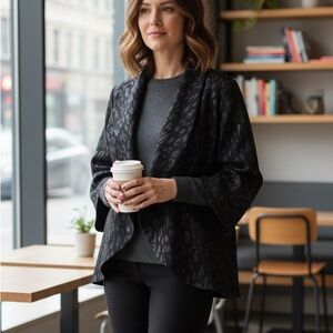 IC Connie K Sz L Modernist Gray Black Funky Art-to-Wear Jacket‎
